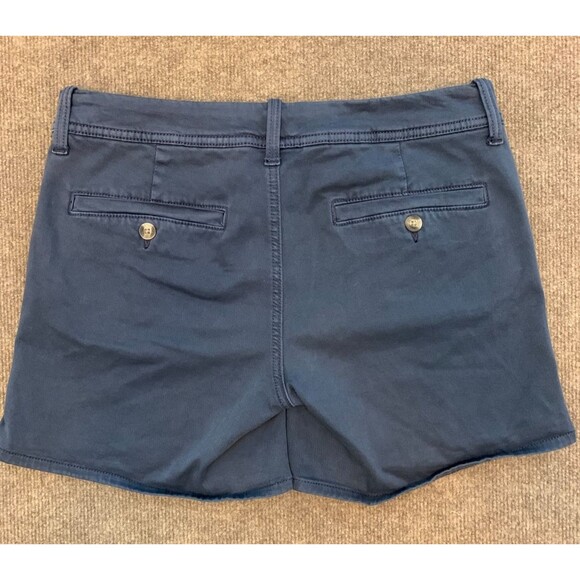 American Eagle Shorts Womens 8 Midi Stretch Flat Front Chino Navy Washed Cotton - Picture 2 of 9